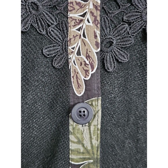 Pretty Angel Floral Knit Duster XL Black Whimsygoth Mixed Media Cardigan - Picture 9 of 16